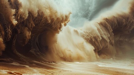 Wall Mural - Waves crashing on sandy beach