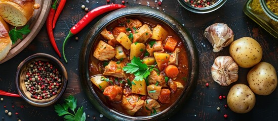 Wall Mural - Spicy chicken stew with vegetables