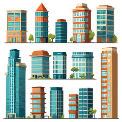 Canvas Print - set of buildings types isolated on white background, vector ready for design 