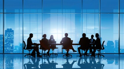Wall Mural - Business meeting or workshop professionals are engaged in strategic discussions and analysis. The setting is a conference room