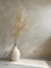 Wall Mural -  vase with dried grass on the floor, presentation concept