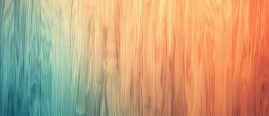 Poster - Colorful wood texture background in a gradient from teal to orange, showing wood grain and knots, ideal for design projects