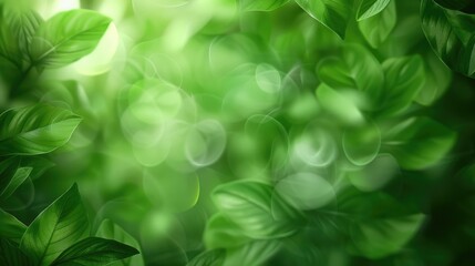 Canvas Print - Abstract nature eco green leaves blur background. AI generated image