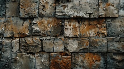 Poster - A crumbling wall made of aged stone blocks and bricks