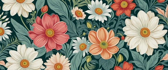 Wall Mural - Trendy floral print illustration