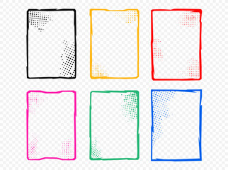 Wall Mural - Vector illustration. Polygonal abstract frame set with dots. Design for poster, invitation, flyer, coupon, book cover. Banner halftone overlay. Retro vintage background collection. Pop art style