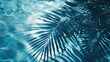 © Ahmad-Muslimin - Blue Water Surface with Palm Leaf Shadows: Abstract Summer Vacation Banner