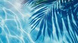 © Ahmad-Muslimin - Blue Water Surface with Palm Leaf Shadows: Abstract Summer Vacation Banner