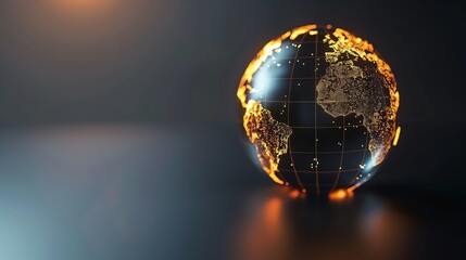 Poster - A digitally rendered, abstract Earth with glowing lines and nodes, representing global connectivity.