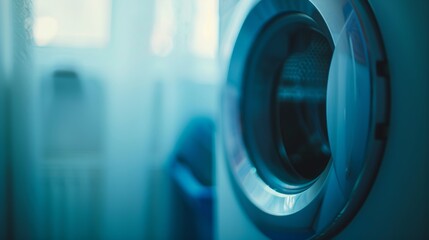 Canvas Print - A close up of a washing machine in the background, AI