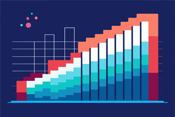 Leinwandbilder - a graph with a bar chart on it, waterfall chart to show cumulative effectsequentially introduced positive or negative values