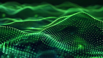 Wall Mural - A mesmerizing green digital wave pattern implying the idea of digital data flow and connectivity in cyberspace