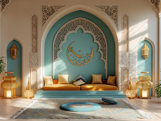 Wall Mural - Eid al fitr or eid mubarak luxury realistic islamic. Generative AI