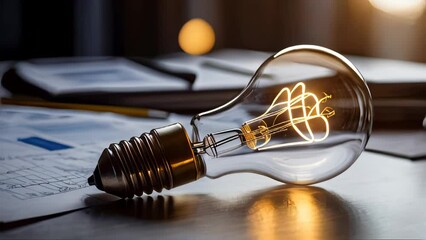 Poster - Glowing light bulb on financial charts, symbolizing ideas and innovation in business and market analysis