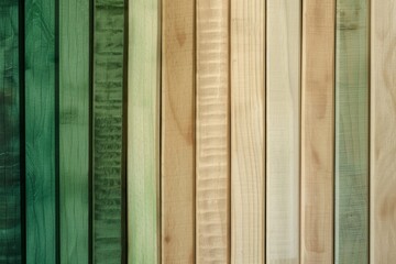 Poster - Wooden planks forming a colorful background texture with planks ranging from green to beige. This background is perfect for construction or diy related visuals