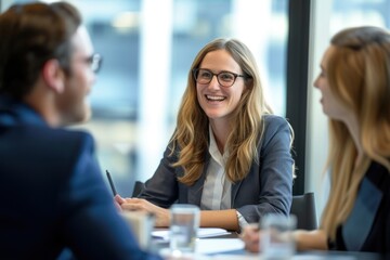 Canvas Print - Team financial discussing conversation interview portrait.