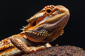 A lizard with a long tail and a long, pointy snout. The lizard is brown and orange