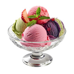 Wall Mural - Assortment of Ice Cream Scoops in a Glass Bowl