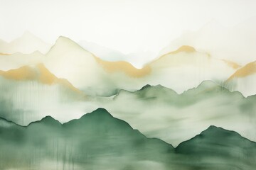 Wall Mural - A muted green watercolor background painting backgrounds landscape.