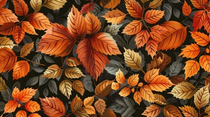 Canvas Print - Pattern featuring autumn leaves without interruption