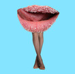 © New Africa - Woman with lips instead of head on light blue background. Stylish art collage