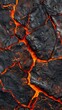 © Mentari - Lava texture background. Hot glowing lava closeup background, black orange heat design, top view. Abstract background of extinct lava with red gaps.