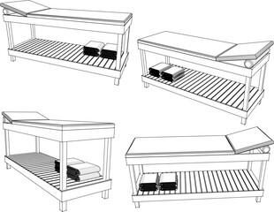 Wall Mural - Vector illustration sketch of detailed design drawing of bed for massage