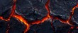 © Mentari - Lava texture background. Hot glowing lava closeup background, black orange heat design, top view. Abstract background of extinct lava with red gaps.