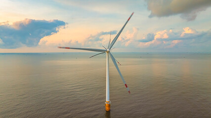 Wall Mural - landscape with turbine green energy electricity, windmill for electric power production, wind turbin