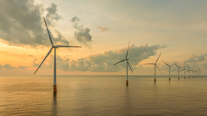 Wall Mural - landscape with turbine green energy electricity, windmill for electric power production, wind turbin