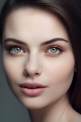 Wall Mural - Portrait of beautiful young woman with blue eyes. Closeup.