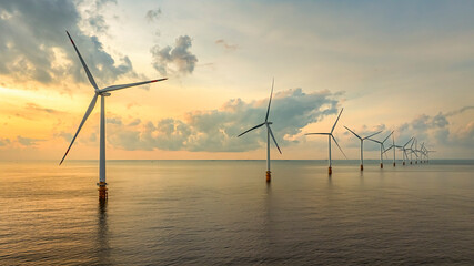 Wall Mural - landscape with turbine green energy electricity, windmill for electric power production, wind turbin