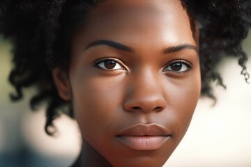 Wall Mural - Close up portrait of beautiful african american woman looking at camera