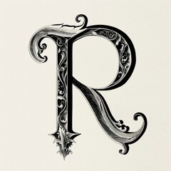 Canvas Print - R letter alphabet art illustrated calligraphy.