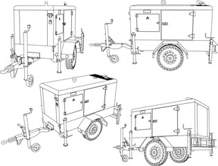 Wall Mural - Vector illustration sketch of portable generator engine design for power generation