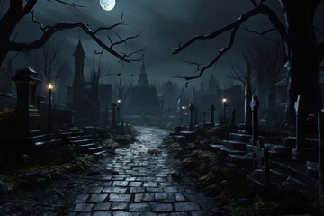 Night Cemetery Horror outdoors.