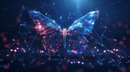 Wall Mural - Digital Butterfly in a Network of Light