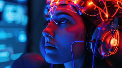 Tech enabling direct communication between the brain and computers AI generated