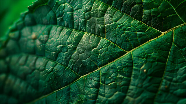 Abstract fresh green leaf texture macro close-up Background or texture of beautiful green leaf closely focused with your veins in nature Green leaf macro shot.