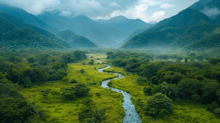 Wall Mural - Valley with Meandering River 