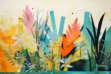 Wall Mural - Garden art painting backgrounds.