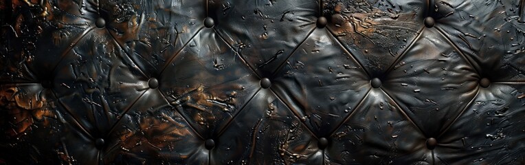 Wall Mural - Rustic Leather Background Panorama for Vintage Designs - Dark and Mysterious Old Black Texture