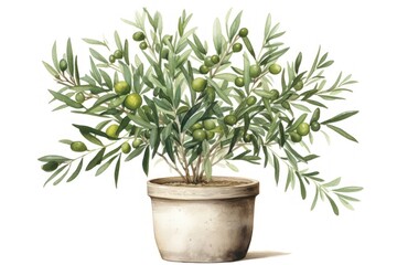 Canvas Print - Olive plant leaf white background