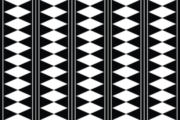 Wall Mural - Tile pattern design: geometric white diamond a black line stripe 