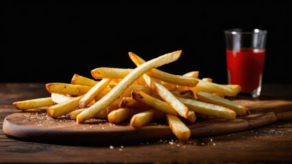 Wall Mural - Savoring the Simplicity, French Fries with Red Wine