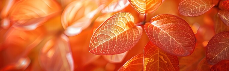 Wall Mural - Orange Translucent Layered Leaves Macro Texture Background