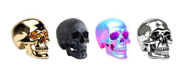 Wall Mural - 3d human skulls set