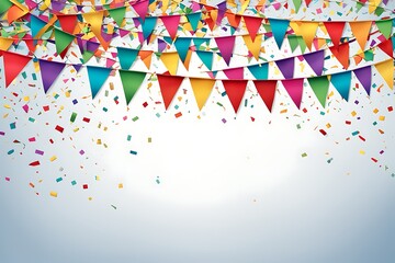 Wall Mural - Multicolored Garlands and Buntings Set with Ribbons and Flags - Festive Party and Holiday Decoration

