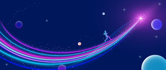 Wall Mural - people running towards space