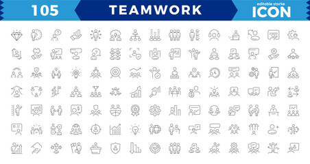 Business teamwork, Teamwork line icons set. Businessman outline icons collection. Work group and human resources. team building, work group and human resources minimal thin line web icon set. Outline 